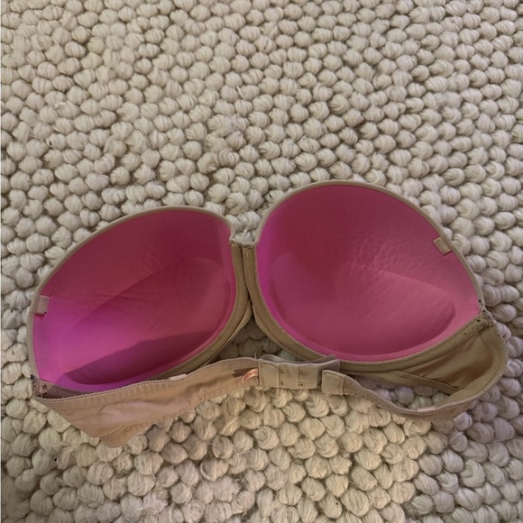 PINK Victoria's Secret Vibrant Pink and Tan Strapless Bra - Picture 4 of 5